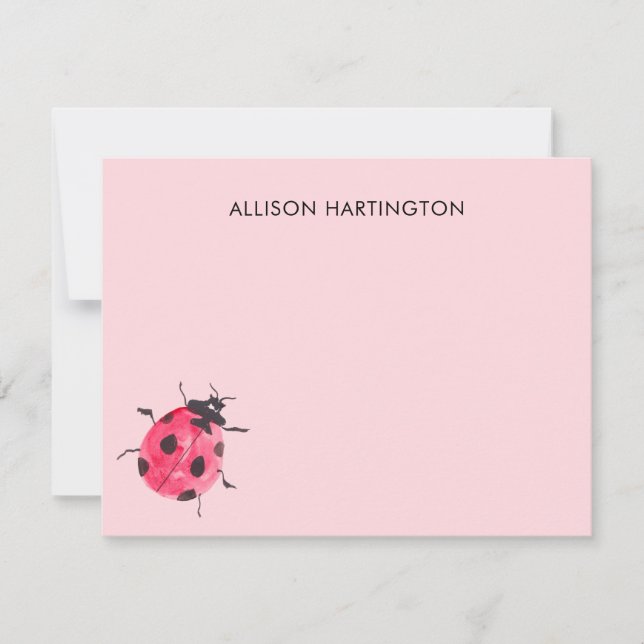 Cartão De Notas Hand-Drawn Watercolor Ladybug Whimsical Insect (Frente)