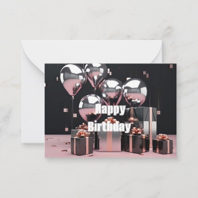 Cartão De Notas Happy Birthday Flat Note Card (Criador carregado)