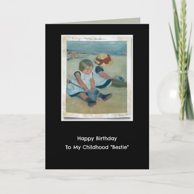 Cartão De Notas Happy Birthday To My Childhood "Bestie" (Frente)