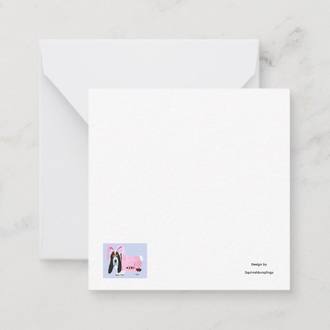 Cartão De Notas Happy Easter Basset Hound Easter Bunny card (Verso)