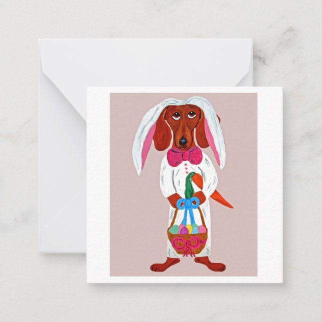 Cartão De Notas Happy Easter Dachshund Easter Bunny card (Frente)