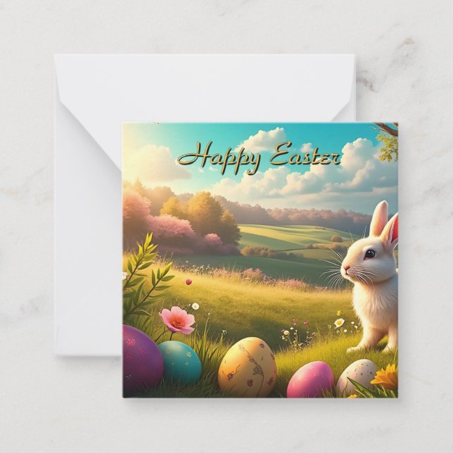 Cartão De Notas Happy Easter in a Spring Landscape (Frente)