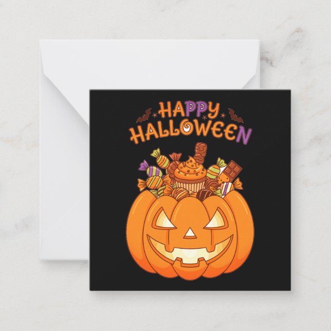Cartão De Notas Happy halloween cards, cute, stock up! (Frente)