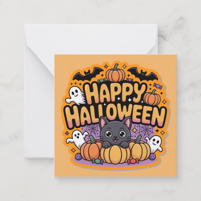 Cartão De Notas Happy halloween cards, cute, stock up! (Frente)