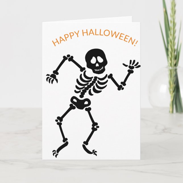 Cartão De Notas HAPPY HALLOWEEN DANCING SKELETON Folded Note Card (Frente)
