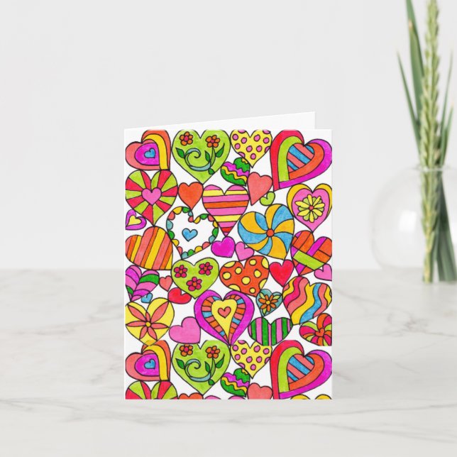Cartão De Notas Happy Hearts Blank Notecard (Frente)