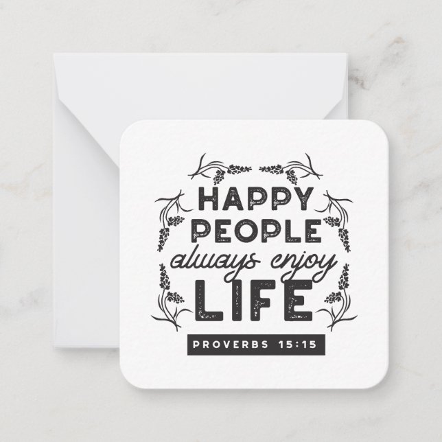 Cartão De Notas Happy Life with Faith – Proverbs 15:15 Art (Frente)