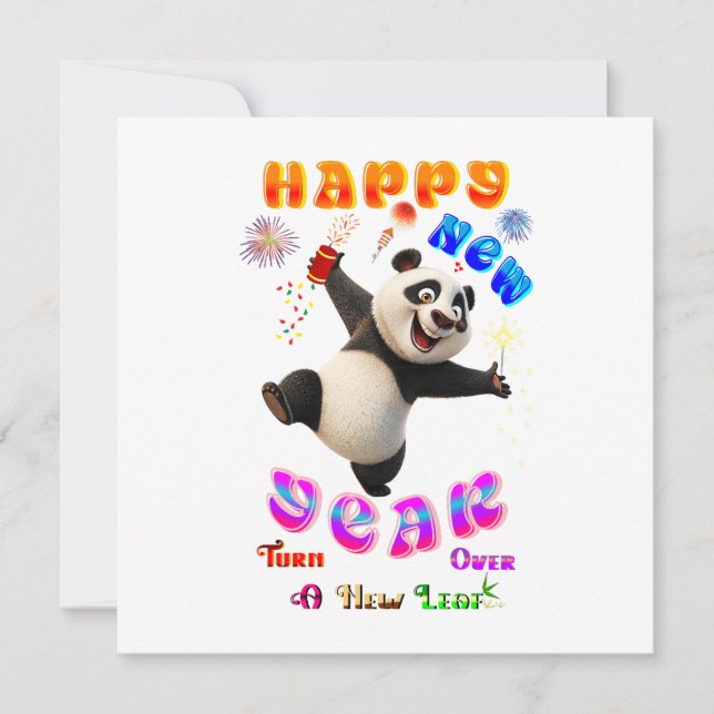 Cartão De Notas Happy New Year Turn Over A New Leaf (Frente)