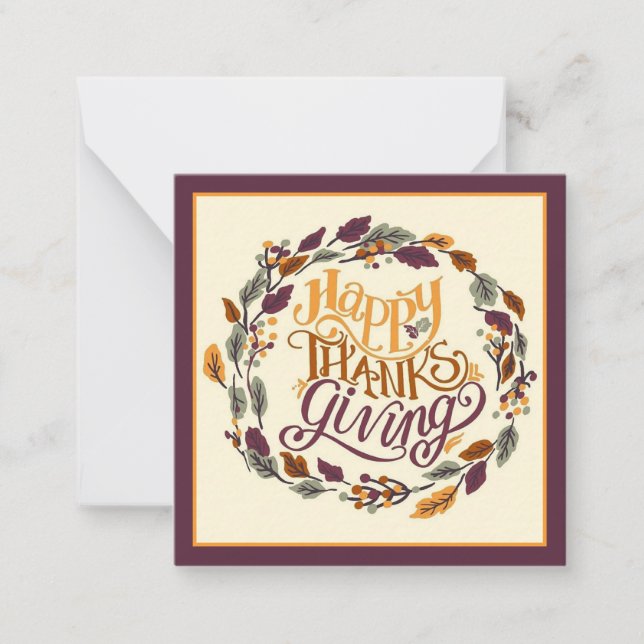 Cartão De Notas Happy Thanksgiving wreath (Frente)