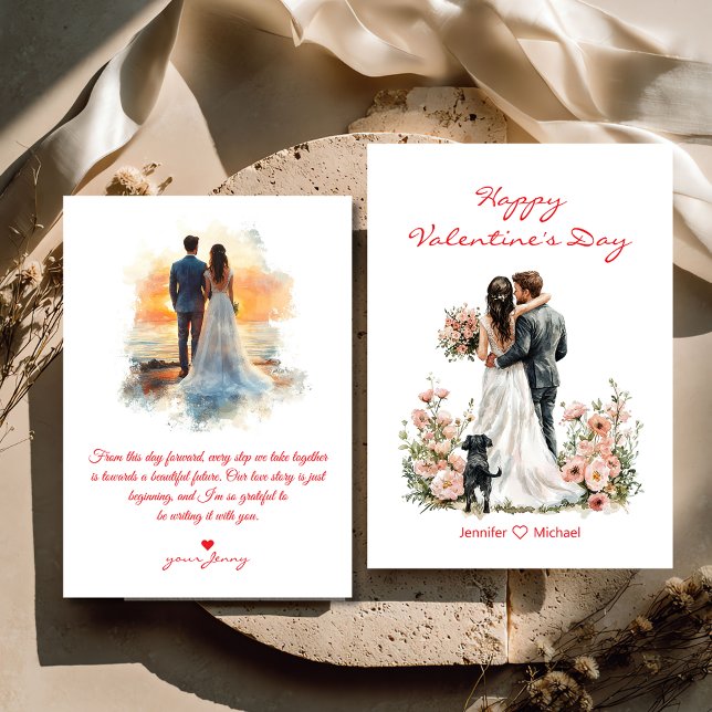 Cartão De Notas happy valentines day 2 photos illustration budget (Criador carregado)