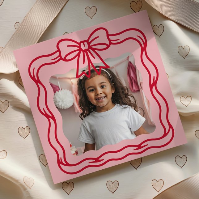 Cartão De Notas Happy Valentine's Day Custom Photograph Wavy Bow (Criador carregado)