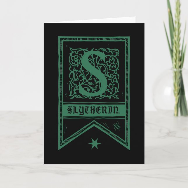 Cartão De Notas Harry Potter | Banner Monograma Slytherin (Frente)