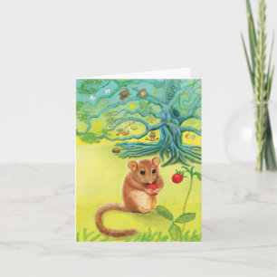 Cartão De Notas Hazel Dormouse comendo morango selvagem
