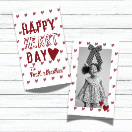Cartão De Notas Heart Day Gingham Bow Valentines Classroom Card