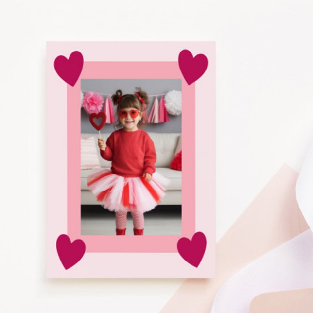 Cartão De Notas Heart Frame Kid Photo Valentine Card, Child School (Criador carregado)
