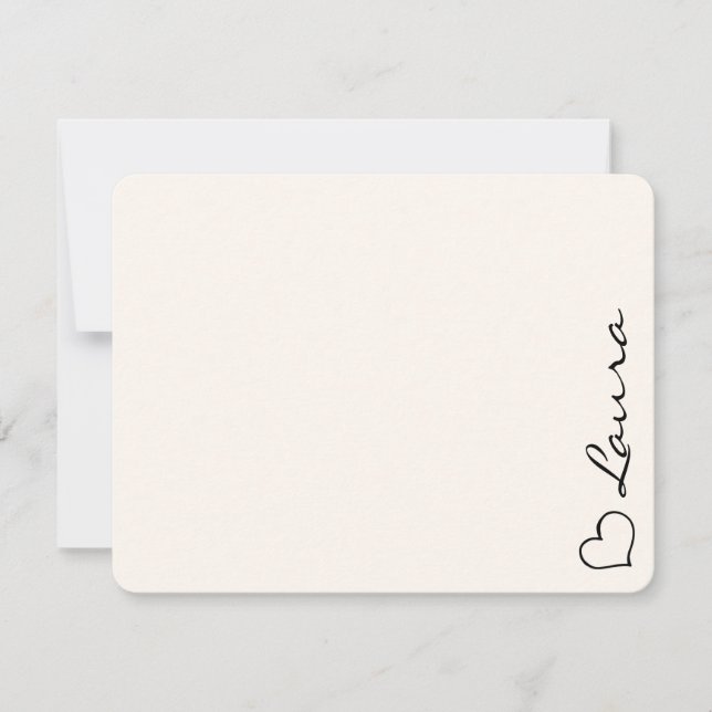 Cartão De Notas Heart Your Name Script Custom Gift Note Card (Frente)