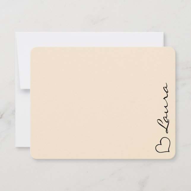 Cartão De Notas Heart Your Name Script Custom Gift Note Card (Frente)