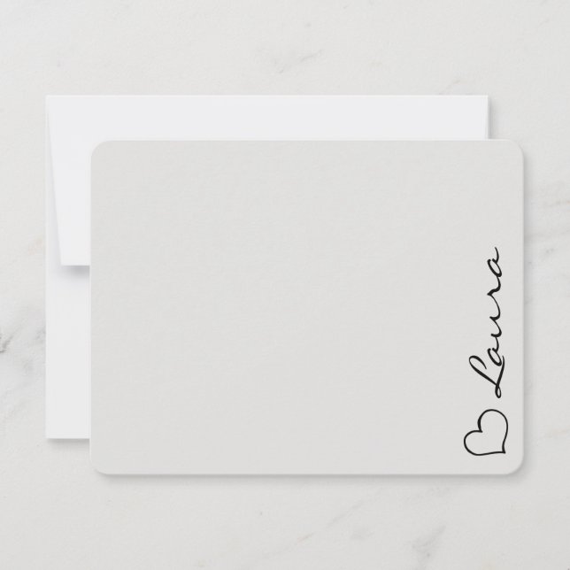 Cartão De Notas Heart Your Name Script Custom Gift Note Card (Frente)