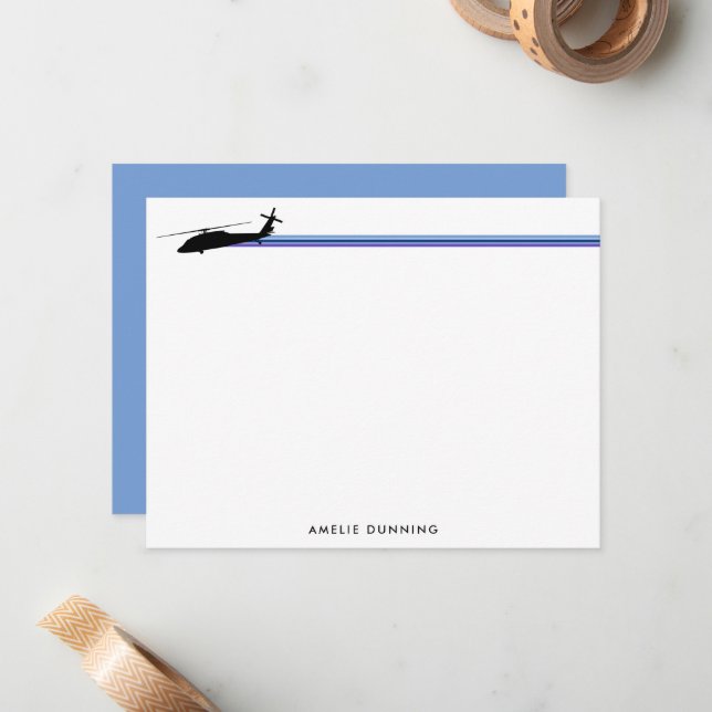 Cartão De Notas Helicóptero BlackHawk UH-60 Striped (Frente/Verso In Situ)