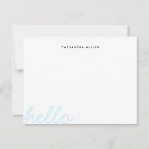 Cartão De Notas Hello Na moda Script Moderno Mínimo Personalizado