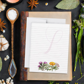 Cartão De Notas Herbs Personal Lined Writing Paper Single Initial 