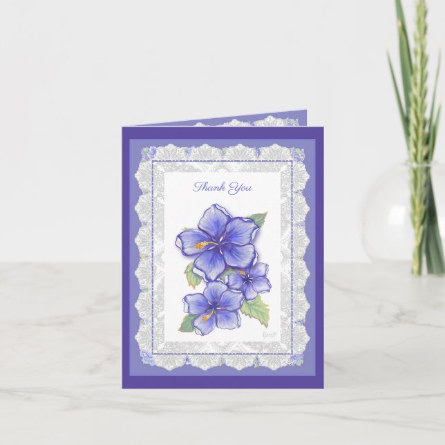 Cartão De Notas Hibiscus & lace BLUE (Frente)