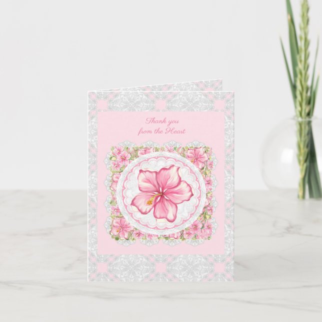 Cartão De Notas Hibiscus & Lace PINK (Frente)