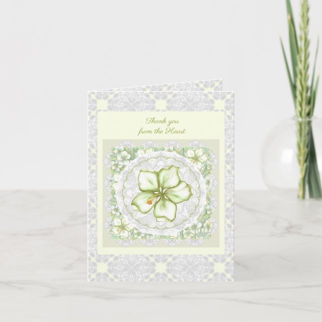 Cartão De Notas Hibiscus & lace WHITE (Frente)