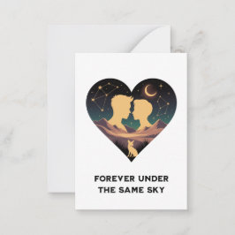 Cartão De Notas História de Amor Cósmico Coração com Amantes e Art
