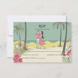 Cartão De Notas História de Amor Tropical Casamento de Verão RSVP