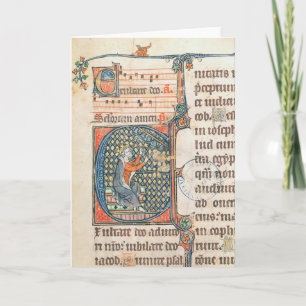 Cartão De Notas Historiated initial depicting King David playing