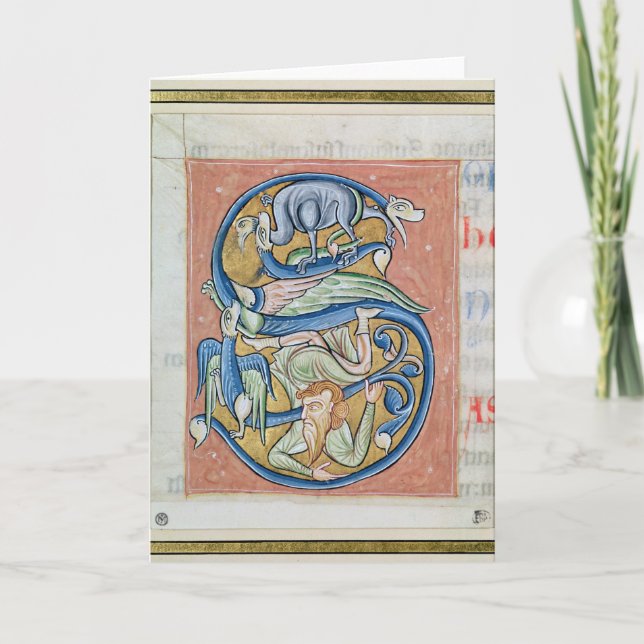 Cartão De Notas Historiated initial 'S' depicting an acrobat (Frente)