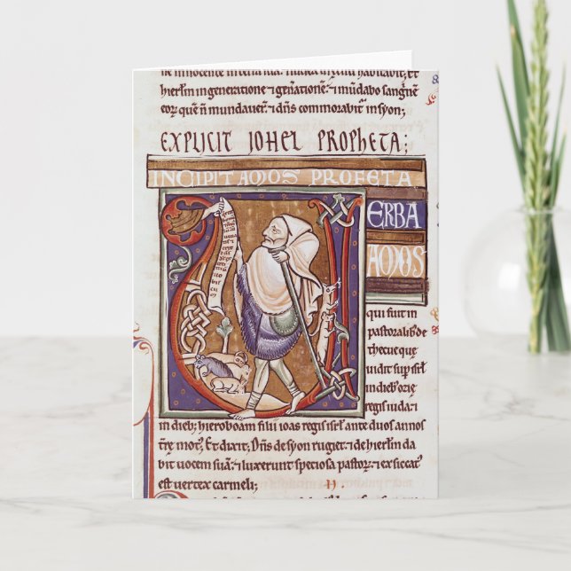 Cartão De Notas Historiated initial 'V' depicting Amos (Frente)