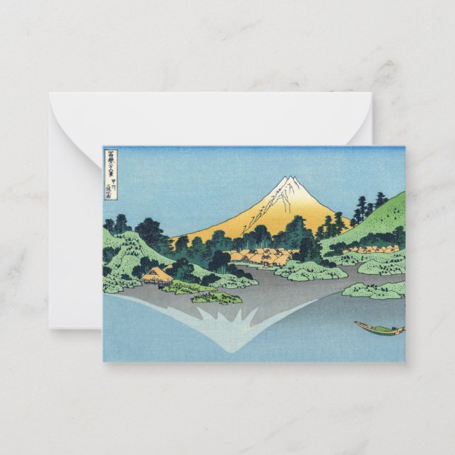 Cartão De Notas Hokusai - O Monte Fuji Reflete no lago Kawaguchi (Frente)