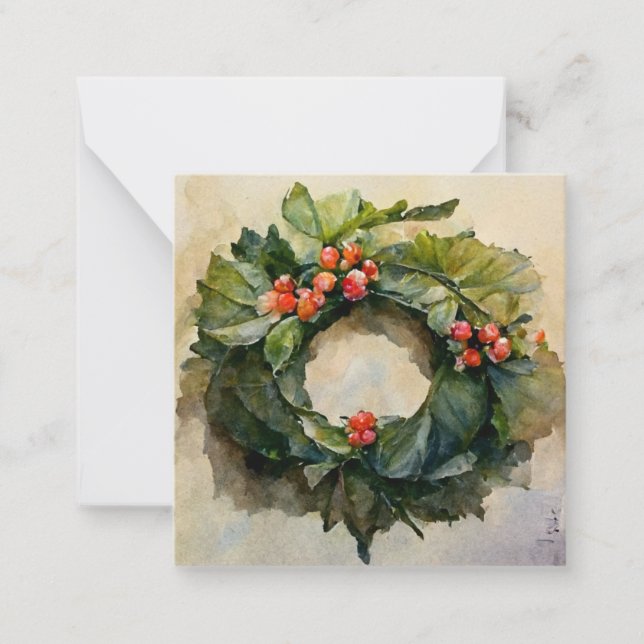 Cartão De Notas Holly Christmas wreath (Frente)