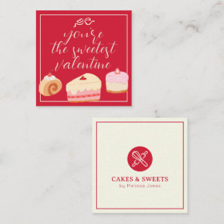 Cartão De Notas Home Bakery Pastry Cakes Sweetest Valentine Logo
