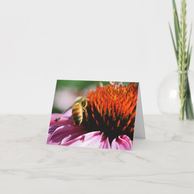 Cartão De Notas Honeybee On Flower Photography  (Frente)