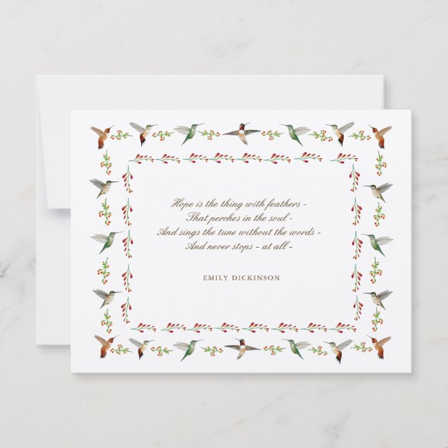 Cartão De Notas Hope Emily Dickinson (Frente)