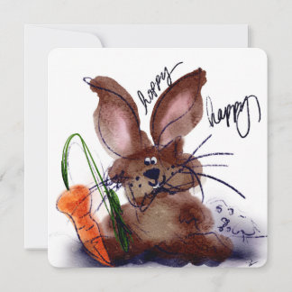 Cartão De Notas Hoppy Happy Easter Watercolor Bunny Notecard