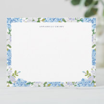 Hortênsia Azul Elegante em Aquarela Personalizada