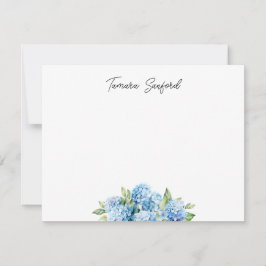 Cartão De Notas Hortênsia Azul Personalizada