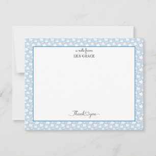 Cartão De Notas Hortênsia Chintz Azul e Branco Nota de Agradecimen