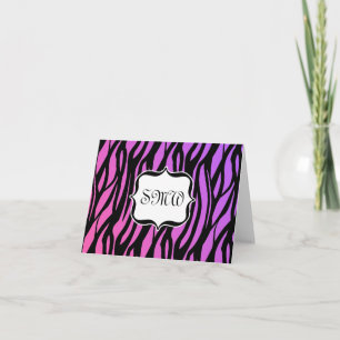 Cartão De Notas Hot Purple/Pink Zebra Stripes Monogram