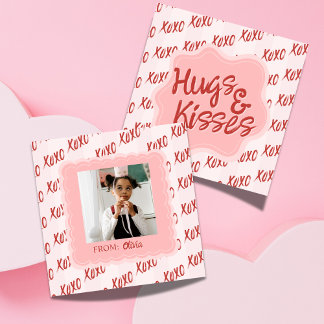 Cartão De Notas Hugs and Kisses Photo Valentine's Classroom Card
