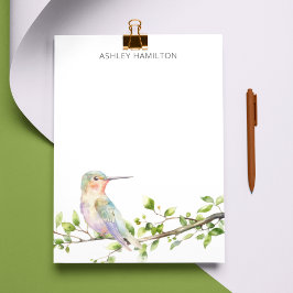 Cartão De Notas Hummingbird Watercolor Name
