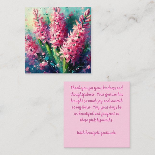 Cartão De Notas Hyacintos Rosa Flores Florais Obrigado-você (Frente/Verso)
