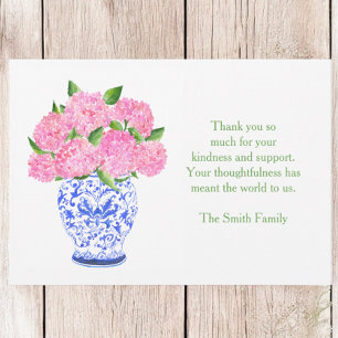 Cartão De Notas Hydrangea Chinoiserie Vase Rosa Simpatia Obrigado
