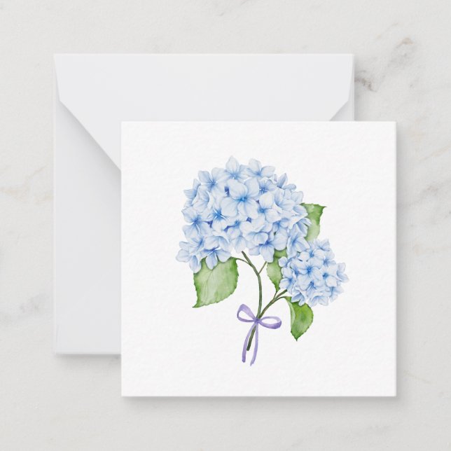 Cartão De Notas Hydrangea floral, do avô, arco, disquete azul (Frente)