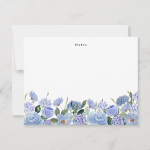 Cartão De Notas Hydrangeas Azuis de Cores Aquáticas Personalizadas