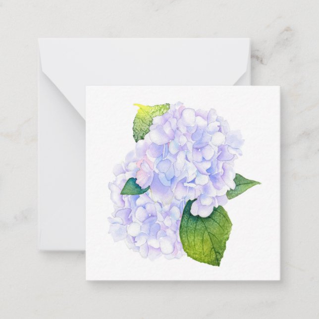 Cartão De Notas Hydrangeas de Aquarela (Frente)